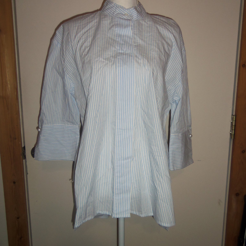Who What Wear Striped 3/4 Sleeve Oversized Tunic Top M